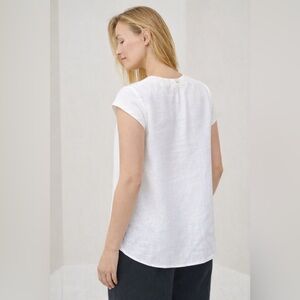 Magaschoni 100% Linen White Blouse | Size Medium